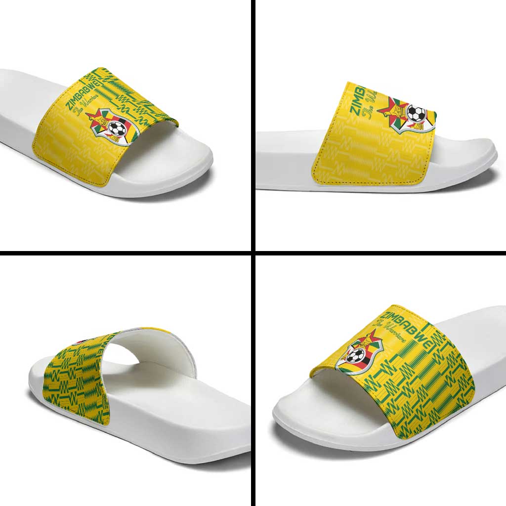 Zimbabwe Football Slide Sandals Come On Warriors - Kente Pattern - African Pride