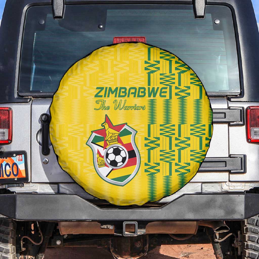 Zimbabwe Football Spare Tire Cover Come On Warriors - Kente Pattern - African Pride