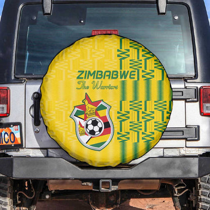 Zimbabwe Football Spare Tire Cover Come On Warriors - Kente Pattern - African Pride