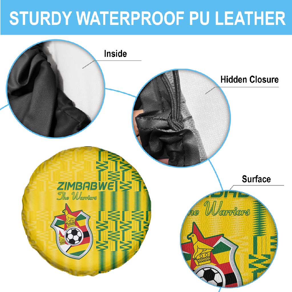 Zimbabwe Football Spare Tire Cover Come On Warriors - Kente Pattern - African Pride