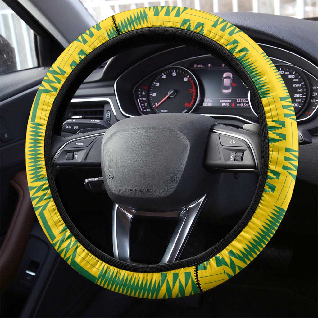 Zimbabwe Football Steering Wheel Cover Come On Warriors - Kente Pattern - African Pride