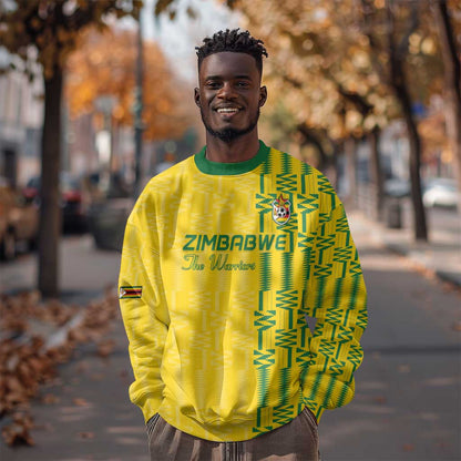Custom Zimbabwe Football Sweatshirt Come On Warriors - Kente Pattern - African Pride