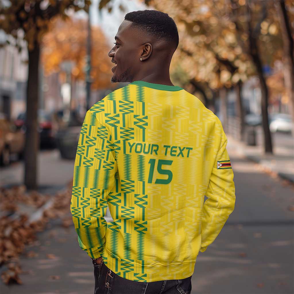 Custom Zimbabwe Football Sweatshirt Come On Warriors - Kente Pattern - African Pride