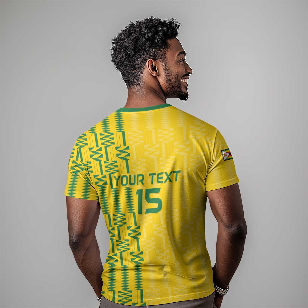 Custom Zimbabwe Football T shirt Come On Warriors - Kente Pattern - African Pride