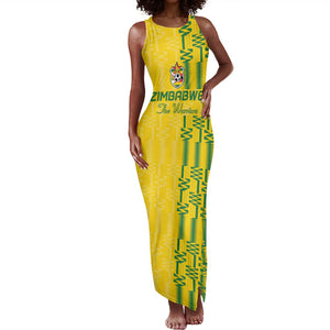 Custom Zimbabwe Football Tank Maxi Dress Come On Warriors - Kente Pattern - African Pride