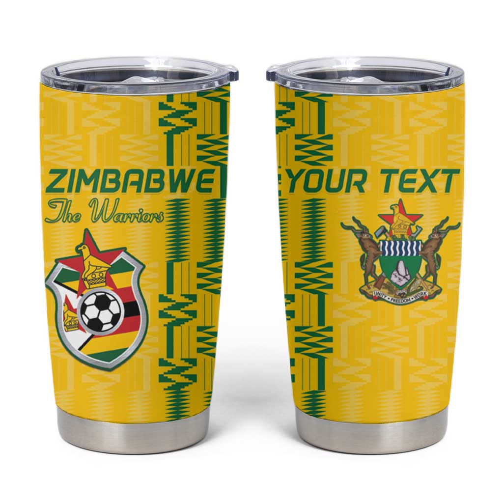 Custom Zimbabwe Football Tumbler Cup Come On Warriors - Kente Pattern - African Pride