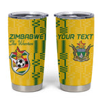 Custom Zimbabwe Football Tumbler Cup Come On Warriors - Kente Pattern - African Pride