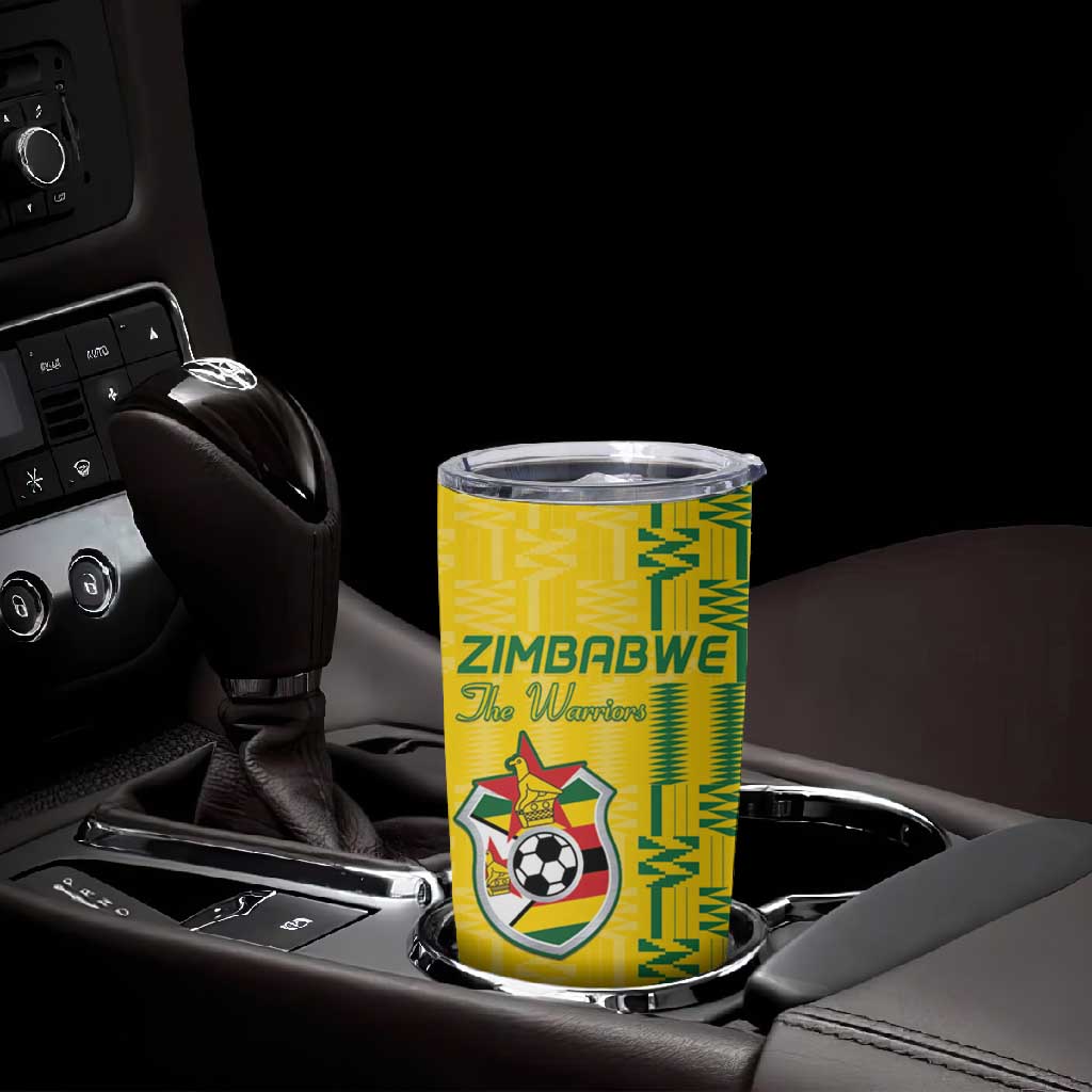 Custom Zimbabwe Football Tumbler Cup Come On Warriors - Kente Pattern - African Pride