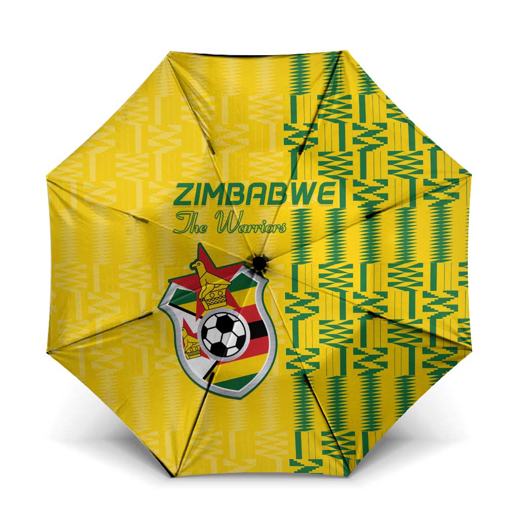 Zimbabwe Football Umbrella Come On Warriors - Kente Pattern - African Pride