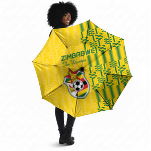 Zimbabwe Football Umbrella Come On Warriors - Kente Pattern - African Pride