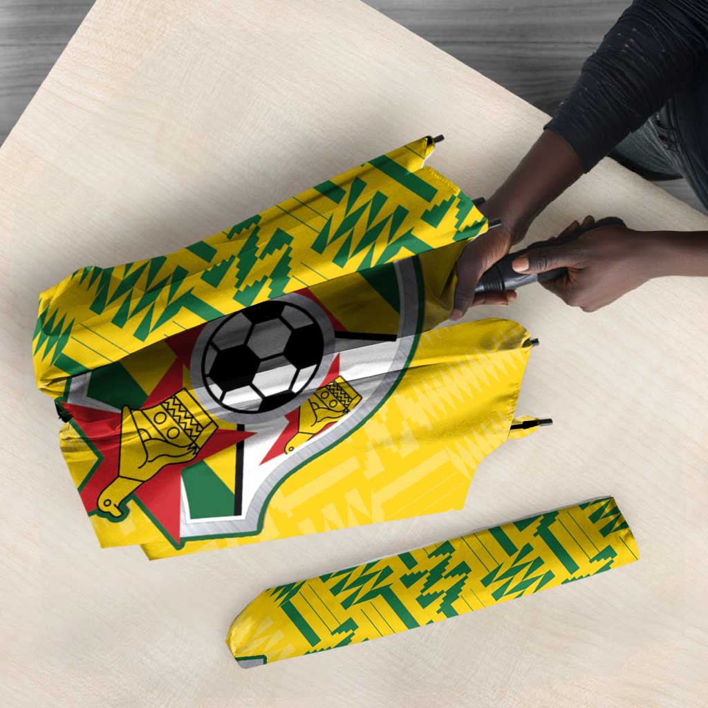Zimbabwe Football Umbrella Come On Warriors - Kente Pattern - African Pride