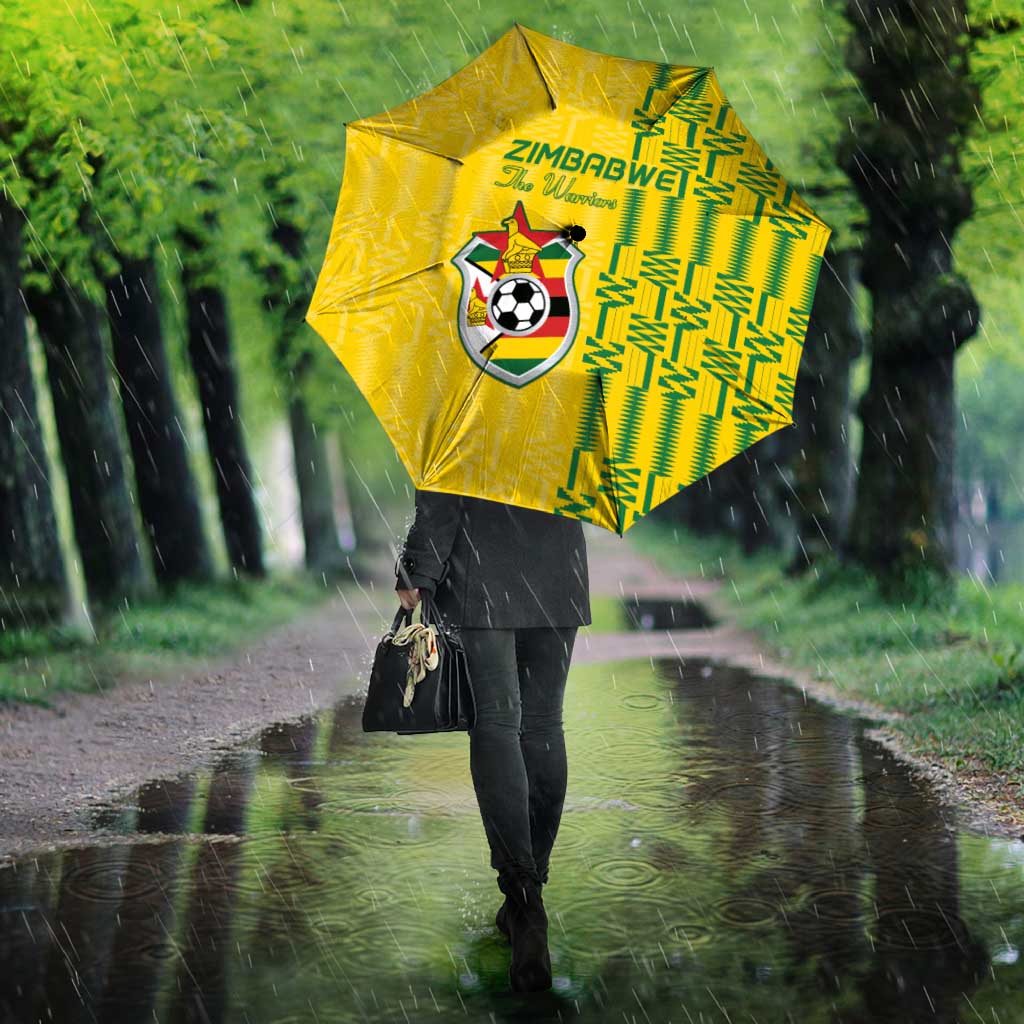 Zimbabwe Football Umbrella Come On Warriors - Kente Pattern - African Pride