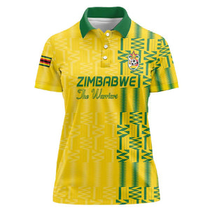 Custom Zimbabwe Football Women Polo Shirt Come On Warriors - Kente Pattern - African Pride
