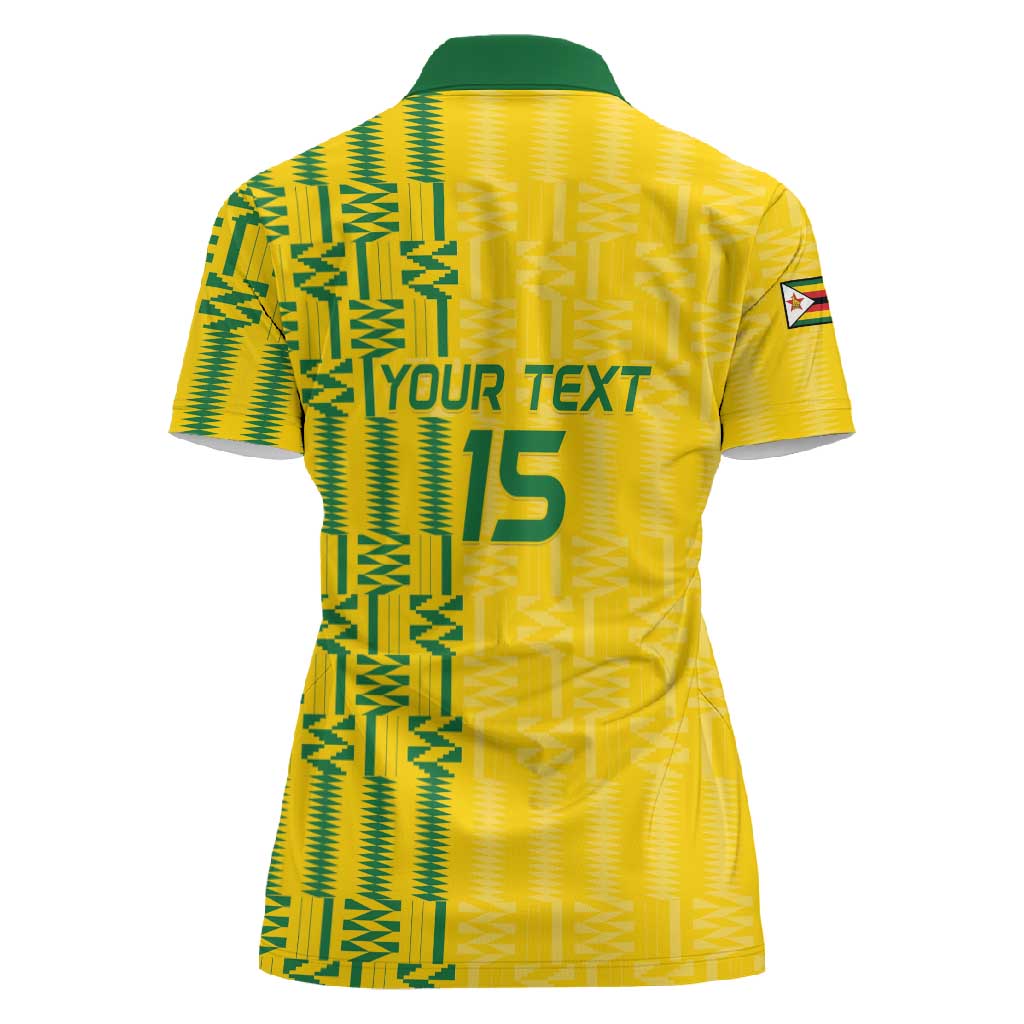 Custom Zimbabwe Football Women Polo Shirt Come On Warriors - Kente Pattern - African Pride