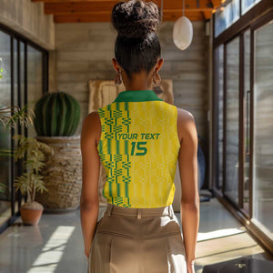 Custom Zimbabwe Football Women Sleeveless Polo Shirt Come On Warriors - Kente Pattern - African Pride