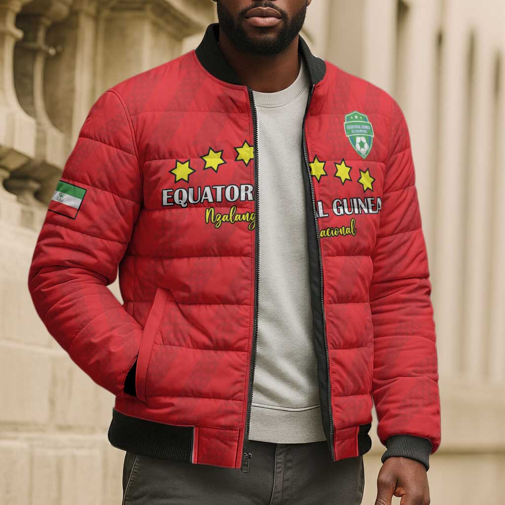 Custom Equatorial Guinea Football Bomber Puffer Jacket Go Nzalang Nacional Go - African Pride