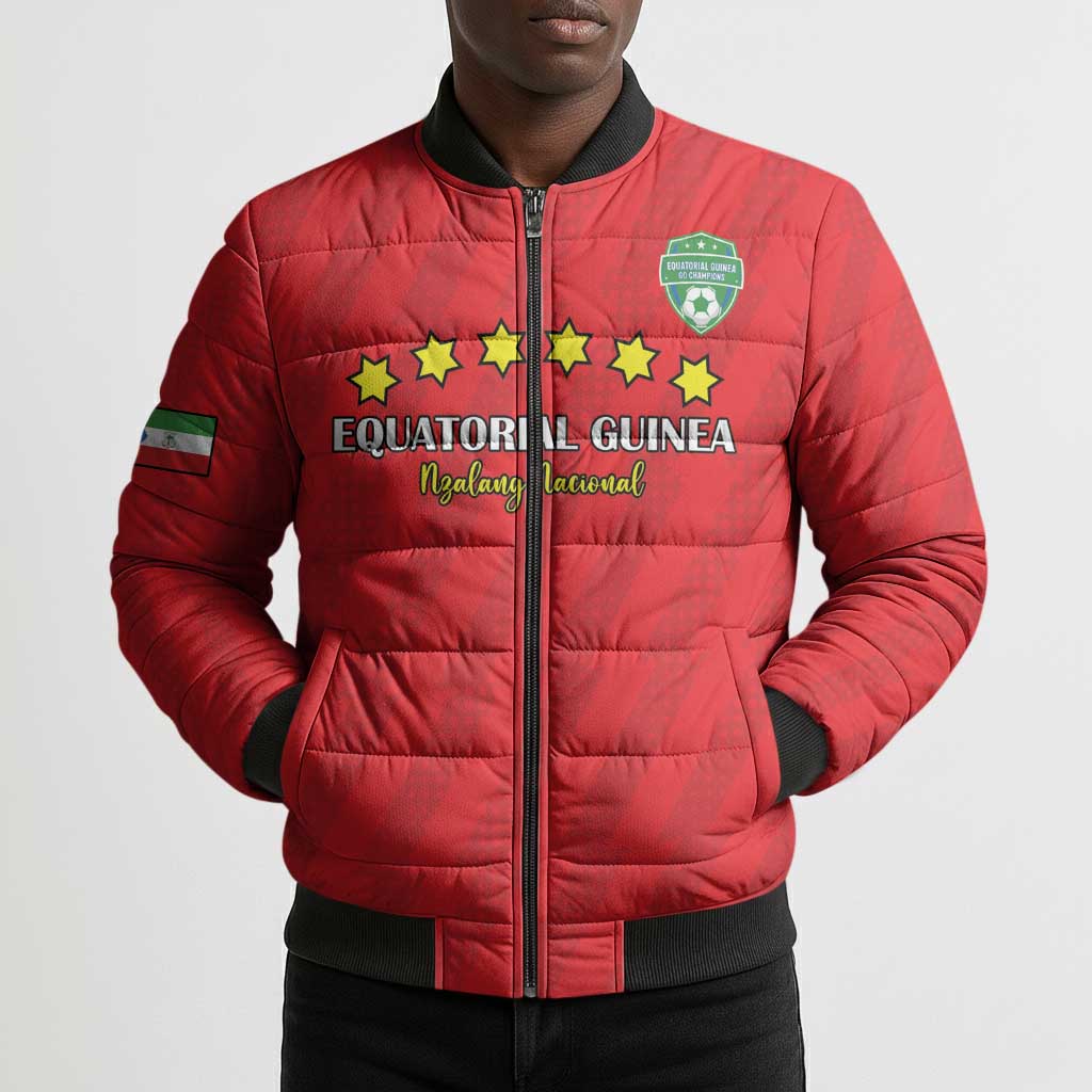 Custom Equatorial Guinea Football Bomber Puffer Jacket Go Nzalang Nacional Go - African Pride