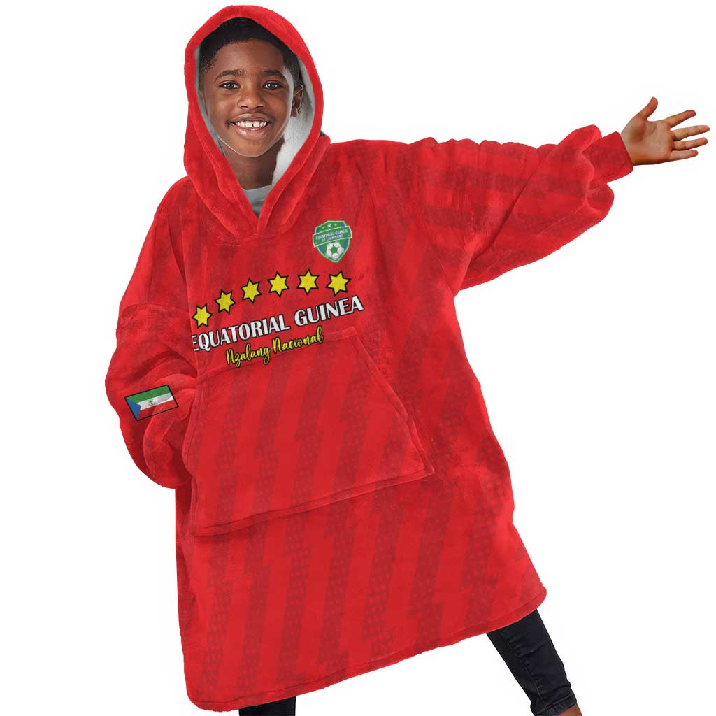 Custom Equatorial Guinea Football Kid Wearable Blanket Hoodie Go Nzalang Nacional Go - African Pride