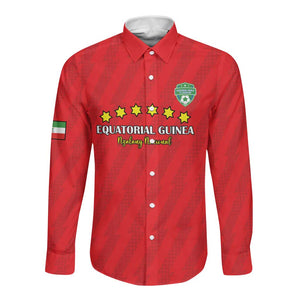 Custom Equatorial Guinea Football Long Sleeve Button Shirt Go Nzalang Nacional Go - African Pride