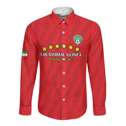Custom Equatorial Guinea Football Long Sleeve Button Shirt Go Nzalang Nacional Go - African Pride