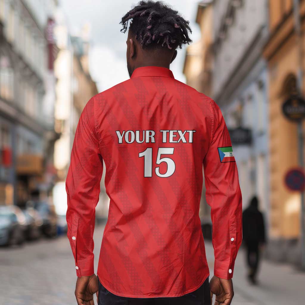 Custom Equatorial Guinea Football Long Sleeve Button Shirt Go Nzalang Nacional Go - African Pride