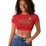 Custom Equatorial Guinea Football Raglan Cropped T shirt Go Nzalang Nacional Go - African Pride