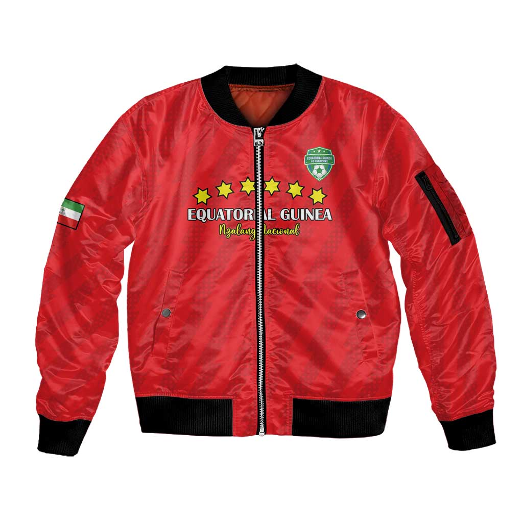 Custom Equatorial Guinea Football Sleeve Zip Bomber Jacket Go Nzalang Nacional Go - African Pride