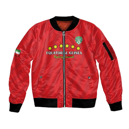 Custom Equatorial Guinea Football Sleeve Zip Bomber Jacket Go Nzalang Nacional Go - African Pride