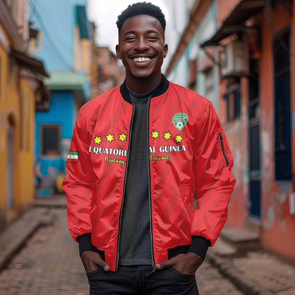Custom Equatorial Guinea Football Sleeve Zip Bomber Jacket Go Nzalang Nacional Go - African Pride