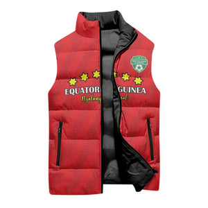 Custom Equatorial Guinea Football Sleeveless Puffer Jacket Go Nzalang Nacional Go - African Pride