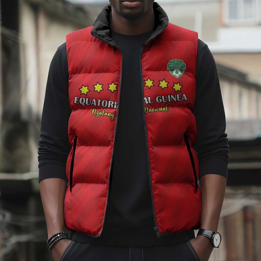 Custom Equatorial Guinea Football Sleeveless Puffer Jacket Go Nzalang Nacional Go - African Pride