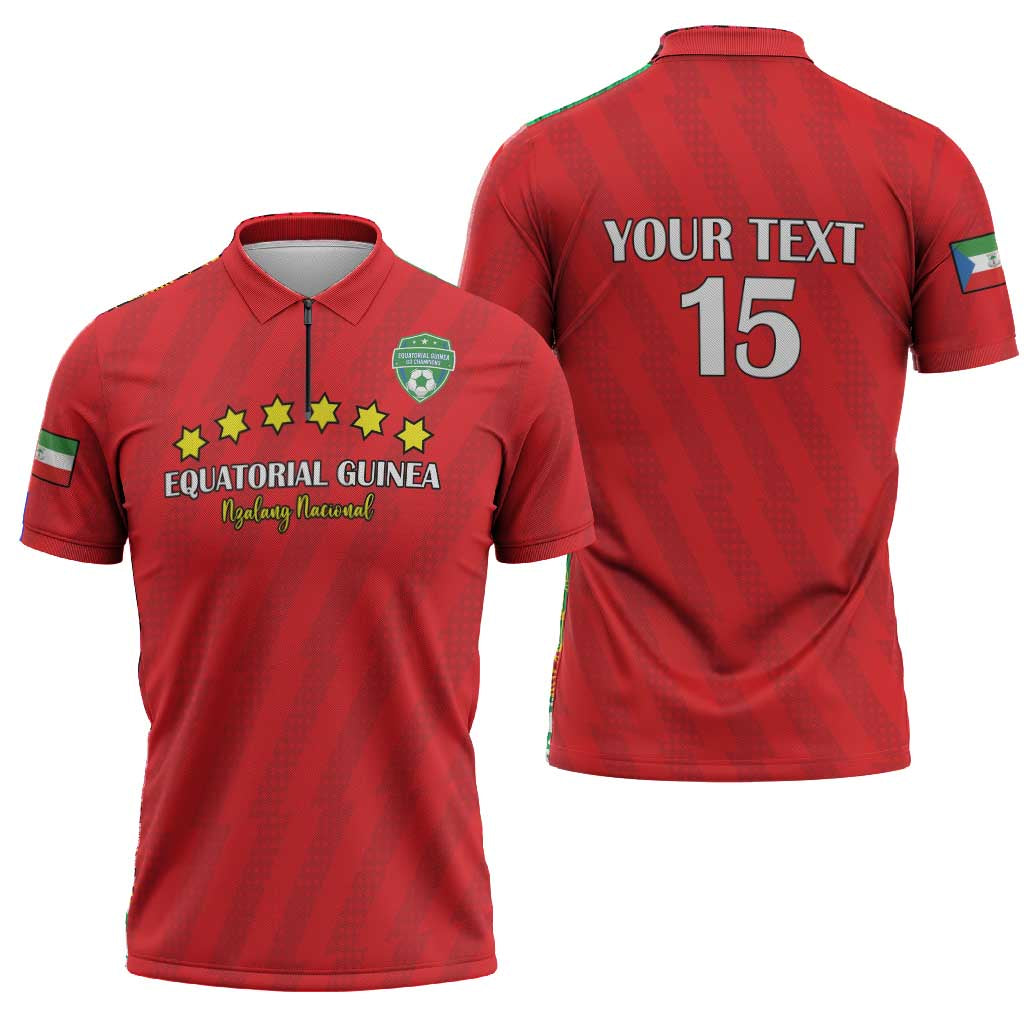 Custom Equatorial Guinea Football Zipper Polo Shirt Go Nzalang Nacional Go - African Pride