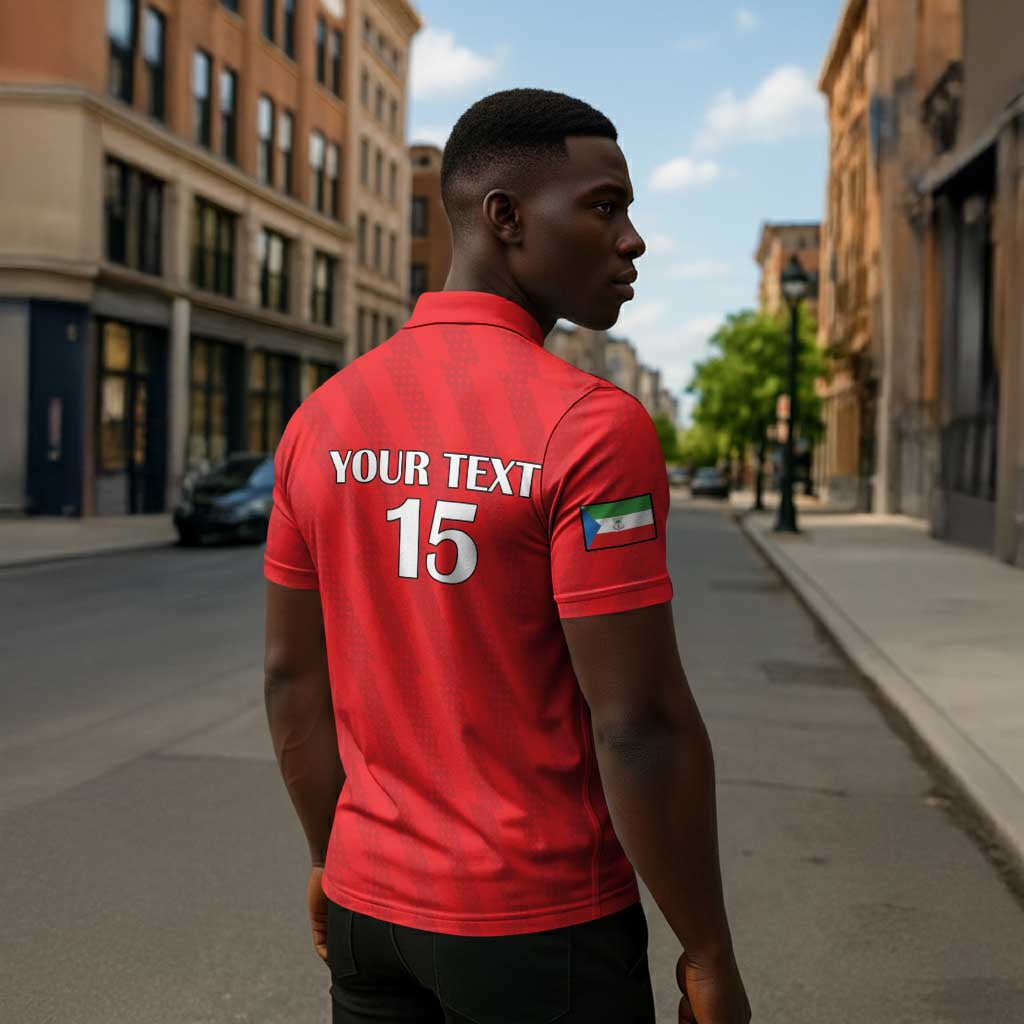 Custom Equatorial Guinea Football Zipper Polo Shirt Go Nzalang Nacional Go - African Pride
