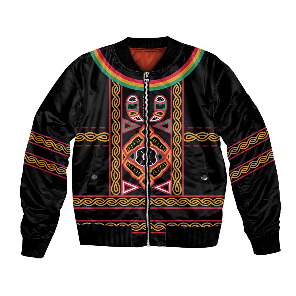 Cameroon Bamenda Bomber Jacket Toghu Traditional Pattern