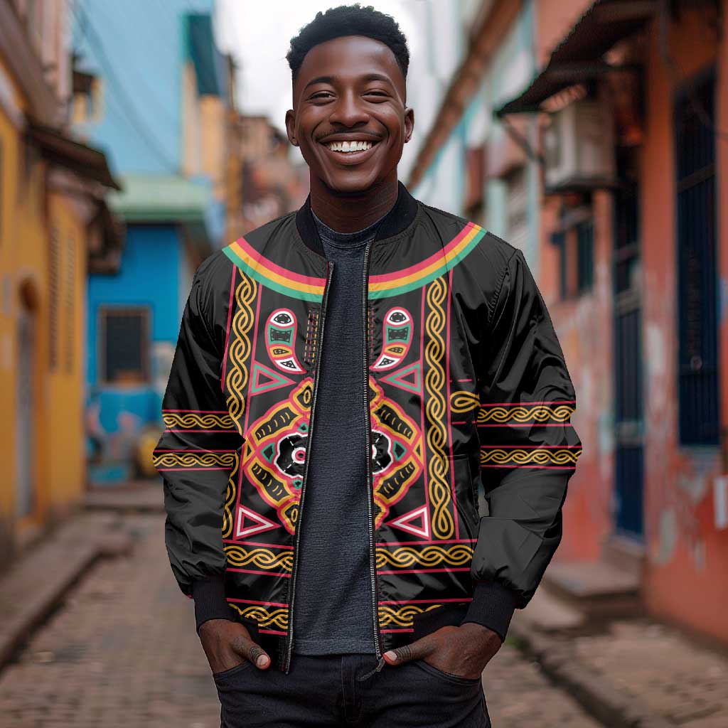 Cameroon Bamenda Bomber Jacket Toghu Traditional Pattern