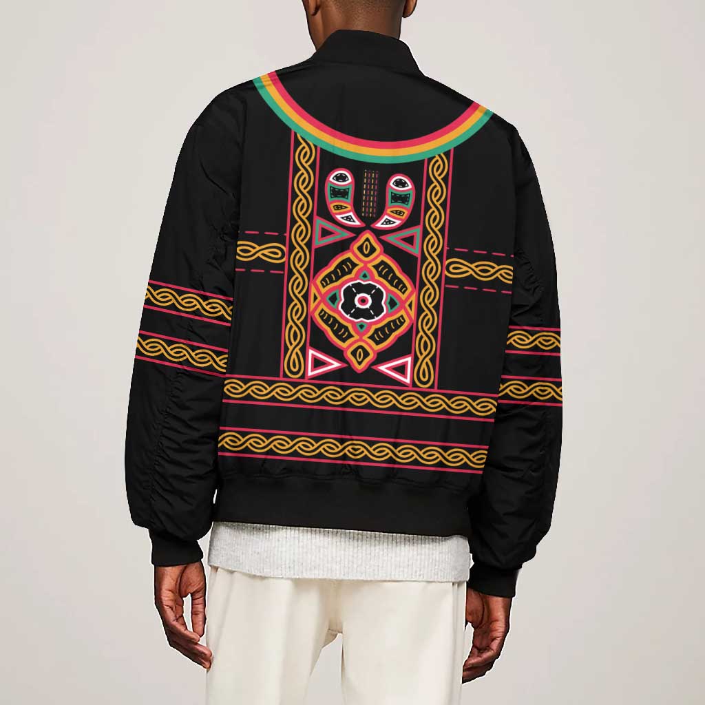 Cameroon Bamenda Bomber Jacket Toghu Traditional Pattern