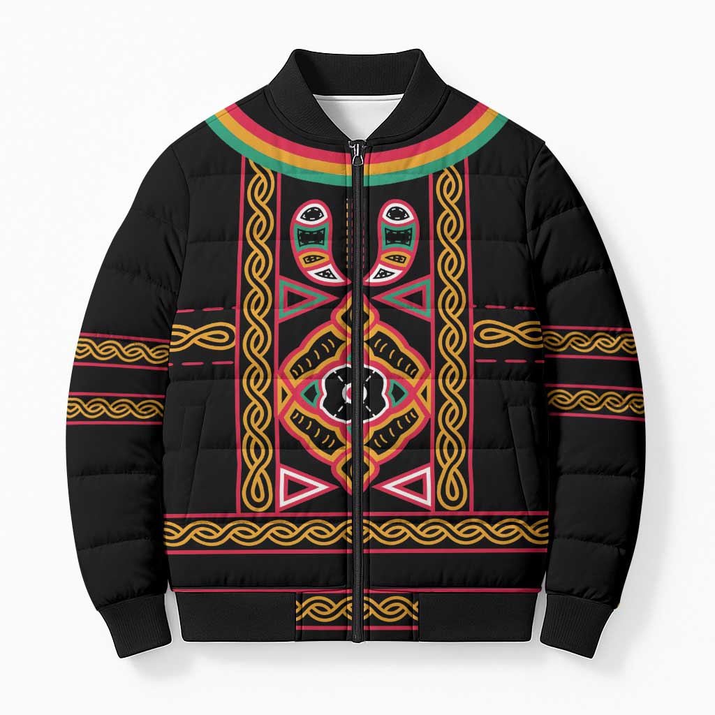 Cameroon Bamenda Bomber Puffer Jacket Toghu Traditional Pattern
