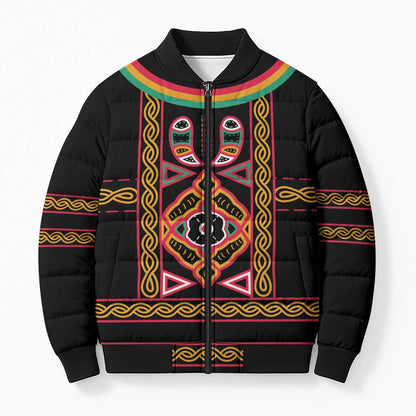 Cameroon Bamenda Bomber Puffer Jacket Toghu Traditional Pattern