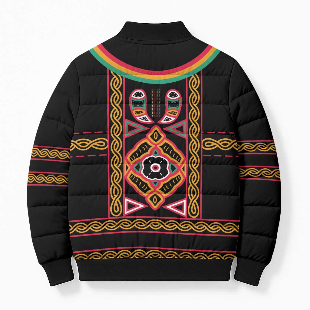Cameroon Bamenda Bomber Puffer Jacket Toghu Traditional Pattern