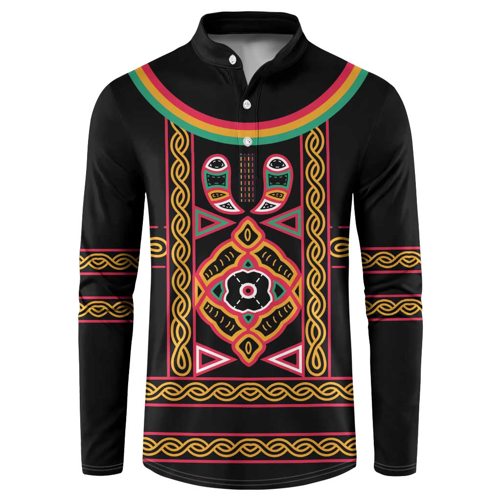 Cameroon Bamenda Button Sweatshirt Toghu Traditional Pattern