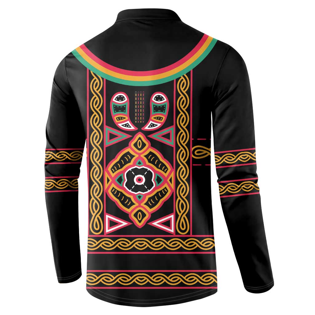 Cameroon Bamenda Button Sweatshirt Toghu Traditional Pattern