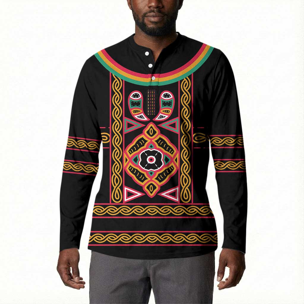 Cameroon Bamenda Button Sweatshirt Toghu Traditional Pattern