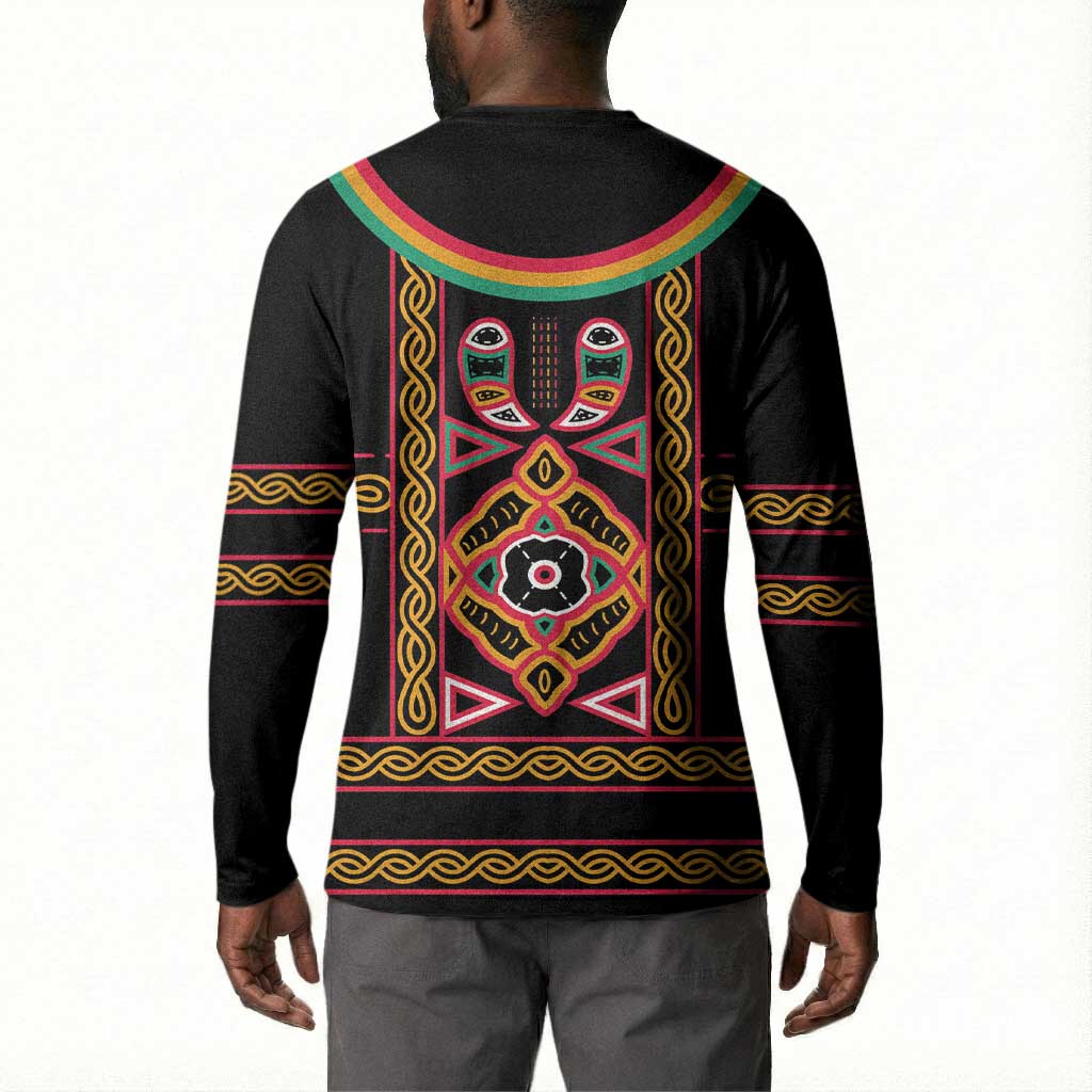 Cameroon Bamenda Button Sweatshirt Toghu Traditional Pattern