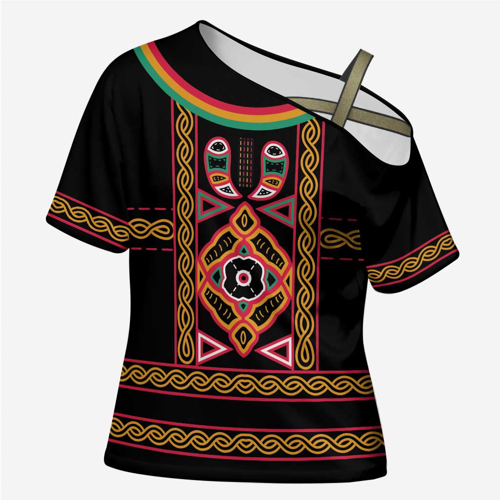 Cameroon Bamenda Cross Shoulder Shirt Toghu Traditional Pattern