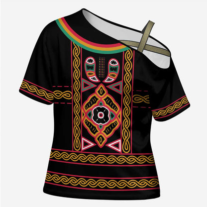 Cameroon Bamenda Cross Shoulder Shirt Toghu Traditional Pattern