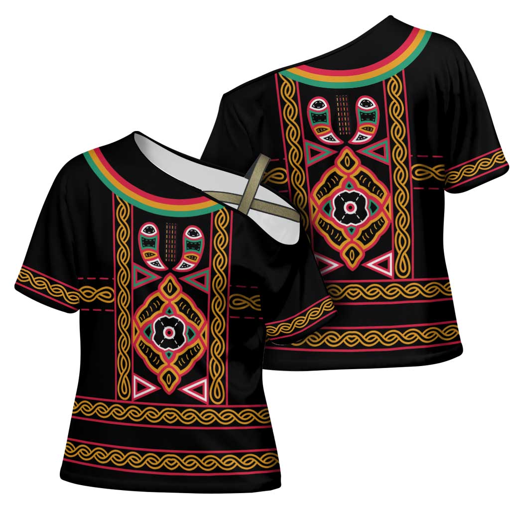 Cameroon Bamenda Cross Shoulder Shirt Toghu Traditional Pattern