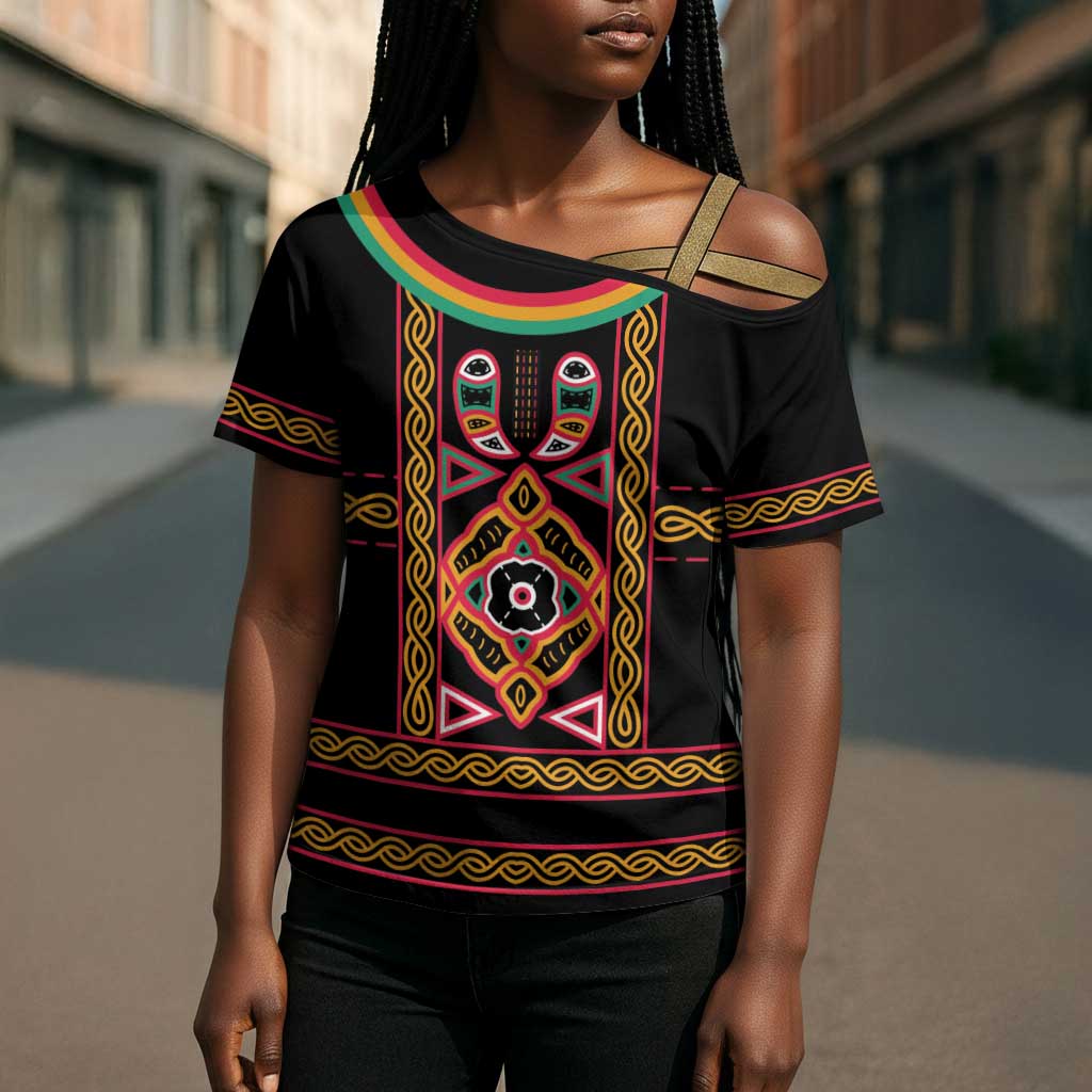 Cameroon Bamenda Cross Shoulder Shirt Toghu Traditional Pattern