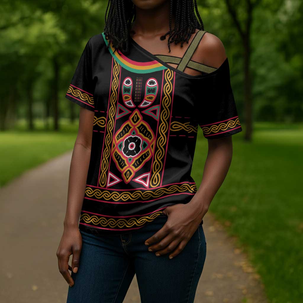 Cameroon Bamenda Cross Shoulder Shirt Toghu Traditional Pattern