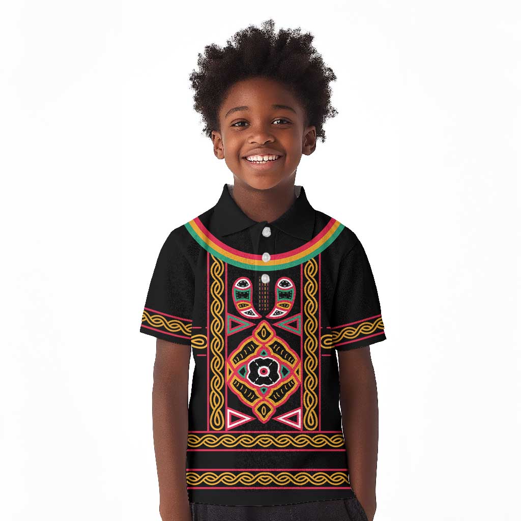 Cameroon Bamenda Kid Polo Shirt Toghu Traditional Pattern