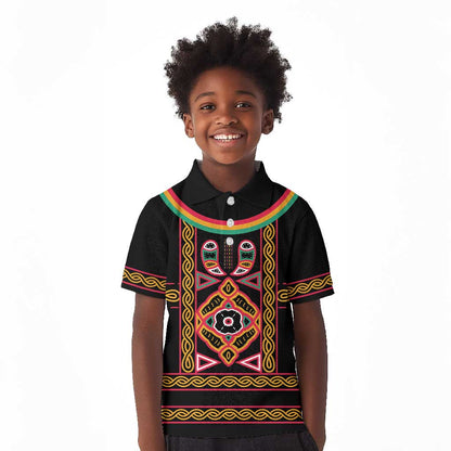 Cameroon Bamenda Kid Polo Shirt Toghu Traditional Pattern